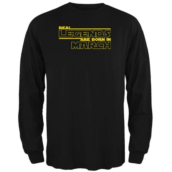 Real Legends are Born in March Mens Long Sleeve T Shirt Black X-LG