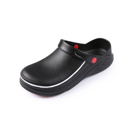 

Zodanni Men Comfort Kitchen Shoes Outdoor Lightweight Solid Clogs Slip Resistant Low Heel Chef Shoe Black 9.5-10