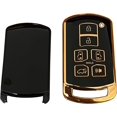thumbnail image 3 of Key Fob Cover Compatible with Toyota Sienna 2011-2020 6 Button Keychain Case Holder Protector,Black-gold, 3 of 6