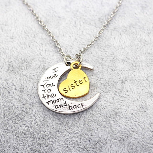 I You To The Moon And Back Engraved Celestial Pendant Necklace For Sentimental