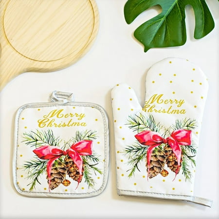 

Christmas Decorations Savings! CWCWFHZH Insulation Gloves Oven Baking High Temperature And Anti-scald Gloves