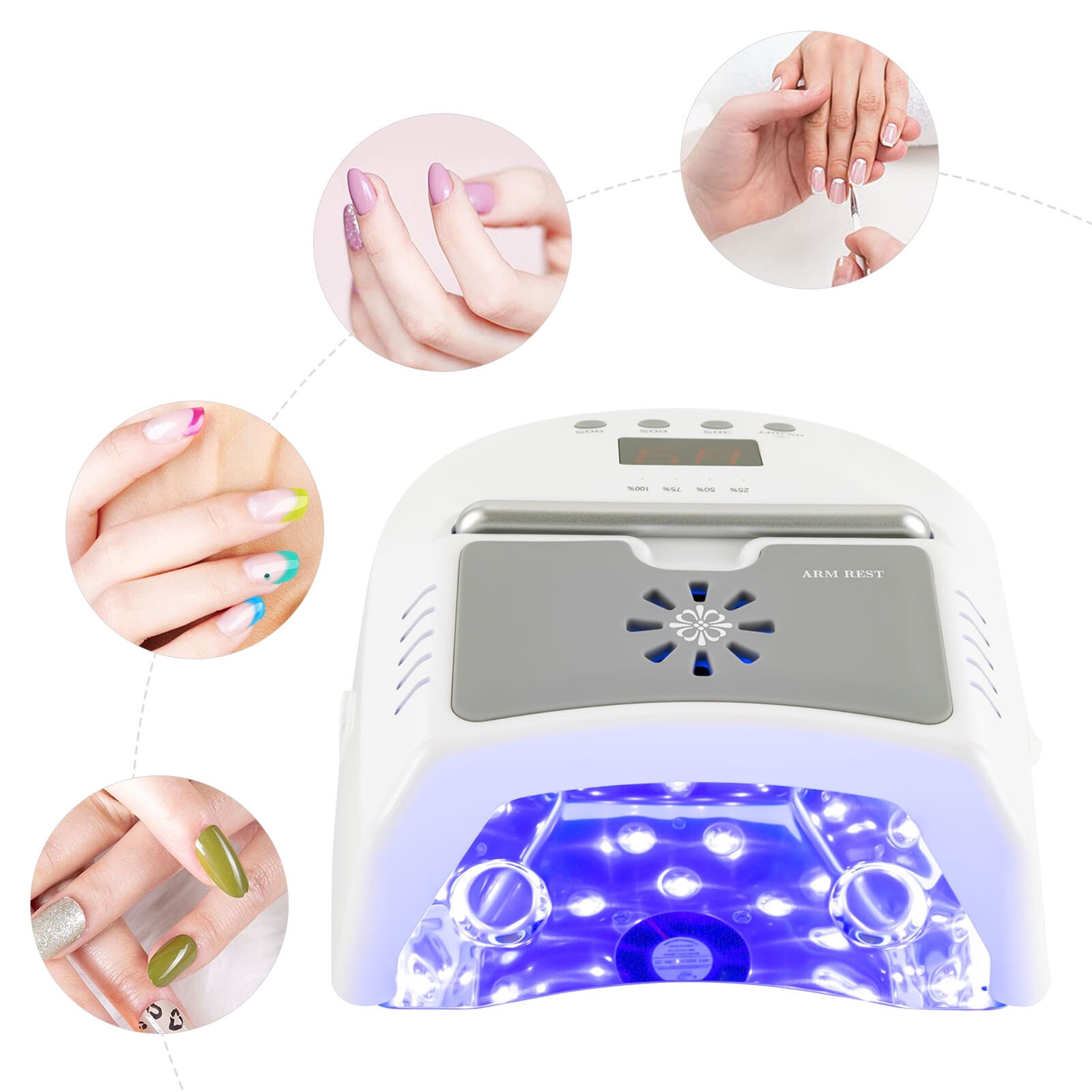 DENEST UV LED 72W Rechargeable Cordless Professional Dryer Gel Nail Polish Curing Lamp