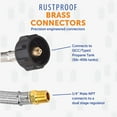 thumbnail image 3 of Flame King 1/4" Male NPT Propane Adapter, Stainless Steel Propane Tank Adapter, 200,000 BTUs, 12", 3 of 4