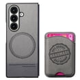 thumbnail image 6 of Allytechgroup Case for Samsung Galaxy Z Fold 6 with Card Holder, Magnetic Wireless Charging Wallet Back Cover Faux Leather & Shockproof Hard PC Bumper Lightweight Anti-Slip Protective Shell, Gray, 6 of 11