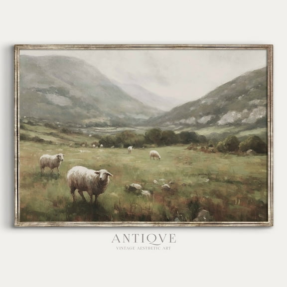 Sheep In The Irish Hills, Wall Art, St. Patrick'S, Irish Countryside,1081 Home Decor, 8x12 UNFRAMED