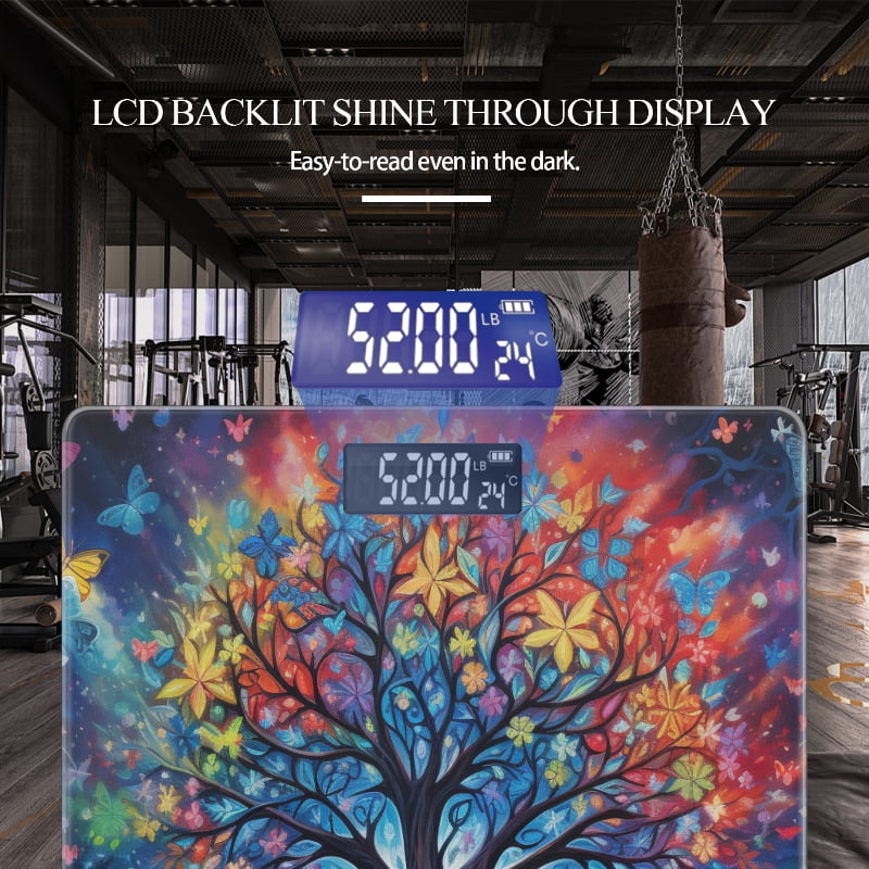 High Precision Body Weight Scale Smart Bathroom Scales with Large LCD Display(400lbs),Decorative for Bedroom-Tree Of Life With Roots That Branch Out Into Various Colors