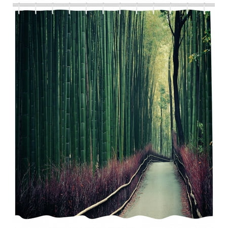 Travel Shower Curtain, Bamboo Grove in Arashiyama Kyoto Japan, Fabric Bathroom Set with Hooks, Dried Rose Jade Green Avocado Green and Pale Sage Green, by (Best Way To Dry Sage)