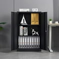 thumbnail image 4 of Metal Storage Cabinet with Locking Doors and Shelf, Folding Filing Storage Cabinet with 2 Doors and Lock, Rolling Storage Locker Cabinet for Home Office, School, Garage,Warehouse (, 4 of 6