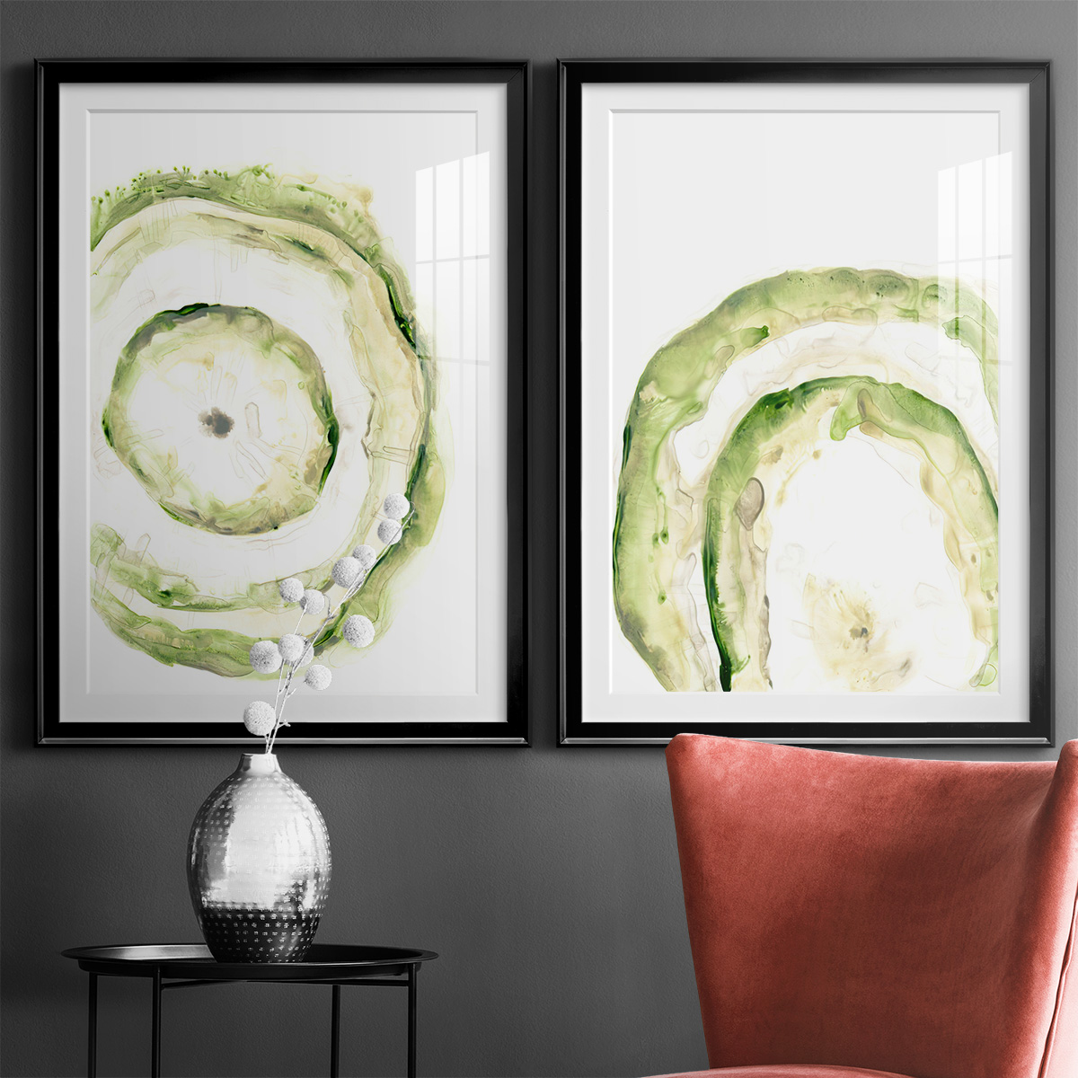 Wexford Home Lichen Halo III Premium Framed Print, 26.5" x 36.5" - Ready to Hang, Black (Set of 2)