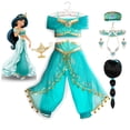 thumbnail image 2 of Disney Jasmine-Vestido de princesa aladdín, lámpara mágica, disfraz de fiesta de cumpleaños para niñas, Top + pantalón + diadema, ropa de carnaval, 2 of 4