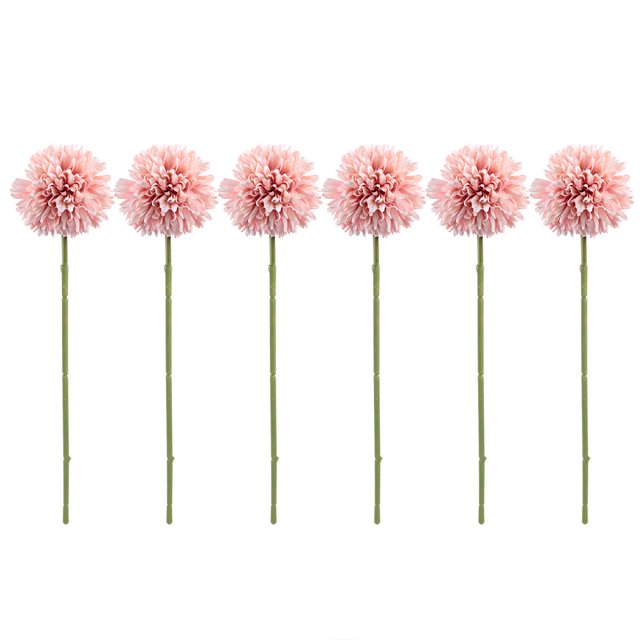 Bola de diente de león falsa de belleza de flores de seda artificiales de 6 uds para decoración de boda en la habitación del hogar (rosa)