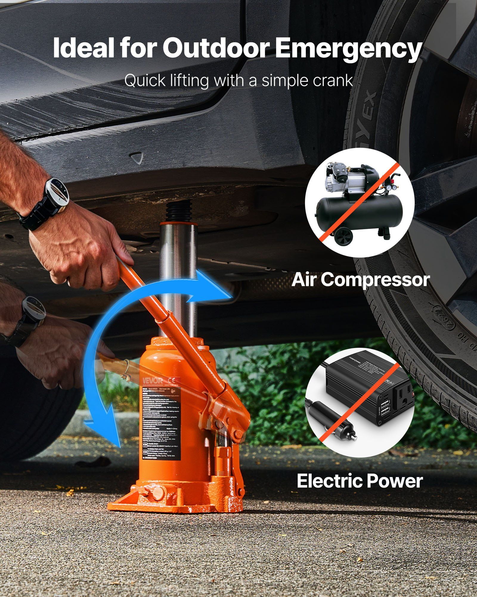 CAFORKP 20 Ton Hydraulic Bottle Jack, 44092 lbs Capacity, 8.9-17.1 Inch Lift Range, Heavy Duty Welded Design for Cars, SUVs, Pickups, Agricultural Equipment & House Lifting - Orange