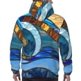 thumbnail image 7 of Pofeuu Stained Glass Ocean Wave Print Mens Casual Hooded Collar Drawstring Hoodies Pullover Sweatshirts Casual Long Sleeve Shirts-X-Large, 7 of 7