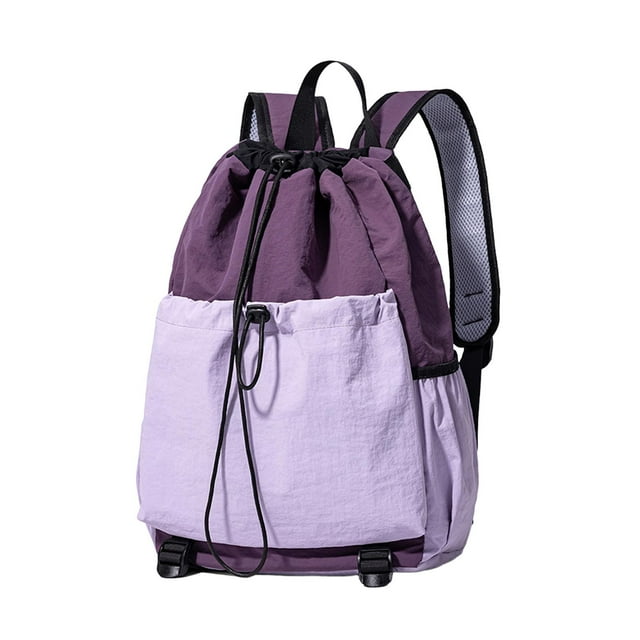 Almencla Drawstring Backpack Badminton Backpack Daypack Professional Tennis Racket Bag Racquet Carrying Bag for Pickleball Gym Fitness Pink Purple