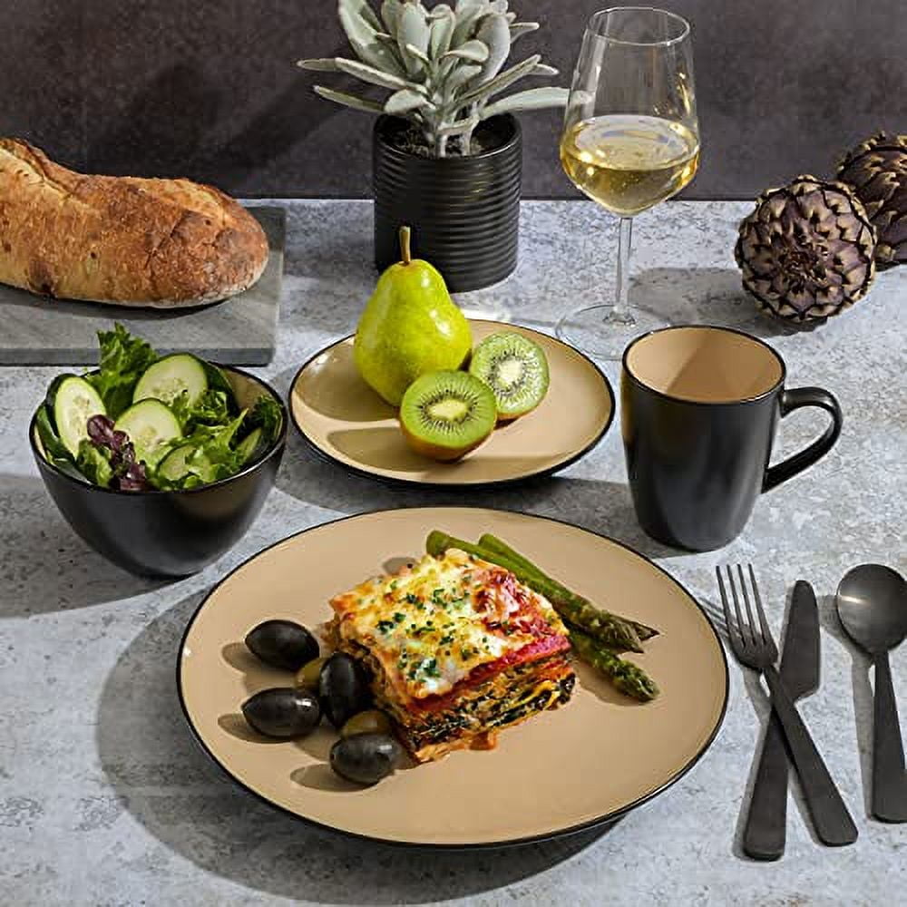 Gibson Soho Lounge Round 16-Piece Dinnerware Set - Taupe