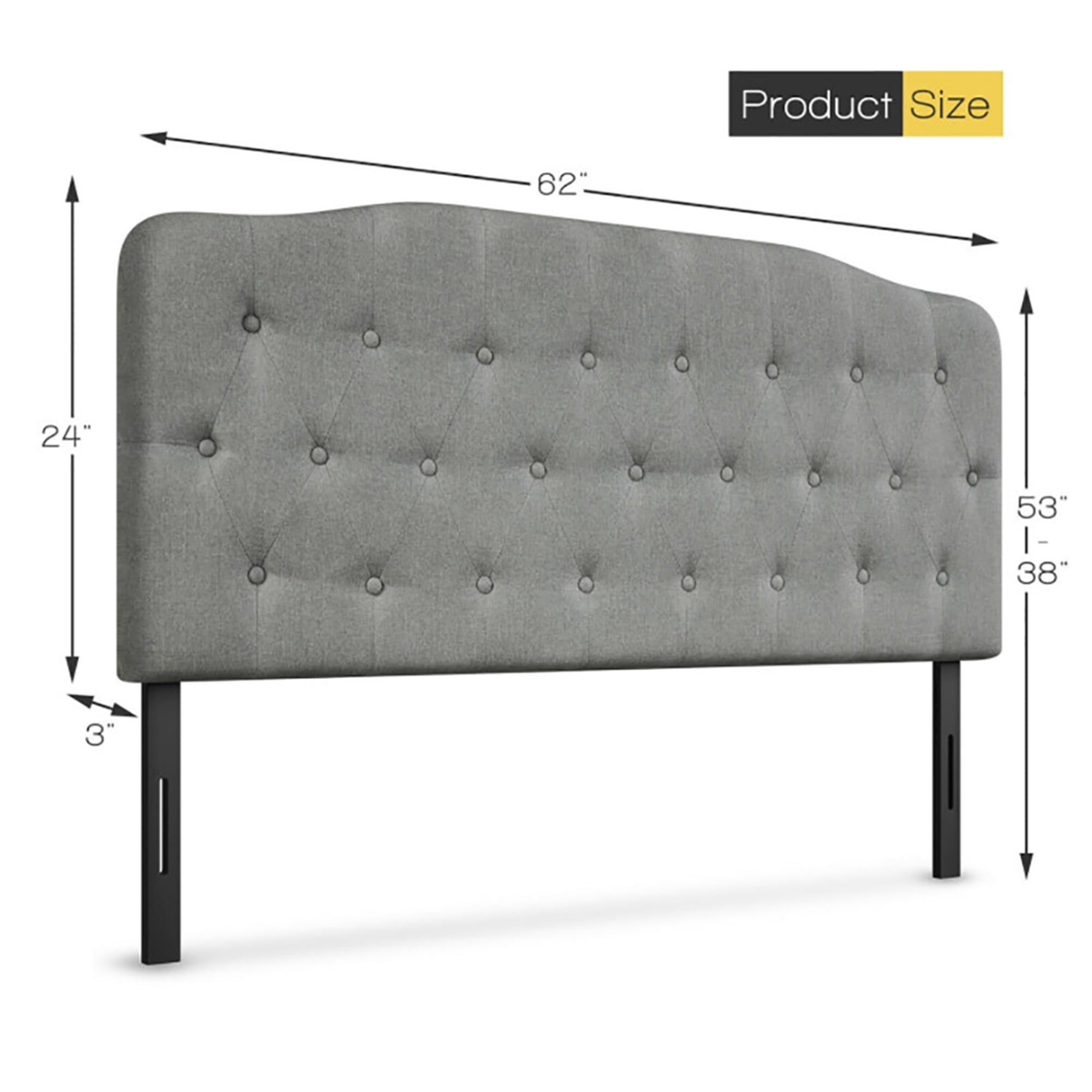 YYAo Headboard, Headboards Queen Size Upholstery Button Tufting Headboards for Bedroom, Queen Size Bed(Light Gray, Queen)