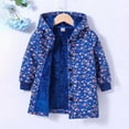 thumbnail image 4 of Children's Girls Boys Winter Jackets Velvet Lined Windbreaker Fleece Floral Print Coats Long Sleeved Hooded Casual Outdoor Outwear Blue 4 Years, 4 of 9