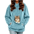 thumbnail image 5 of Hoodie With Pouch Pet Carrier Animal Holder Cat & Dog Pocket Oversized Casual Fashion Fall Winter Hoodies Sweatshirts (XL, Light Blue), 5 of 7