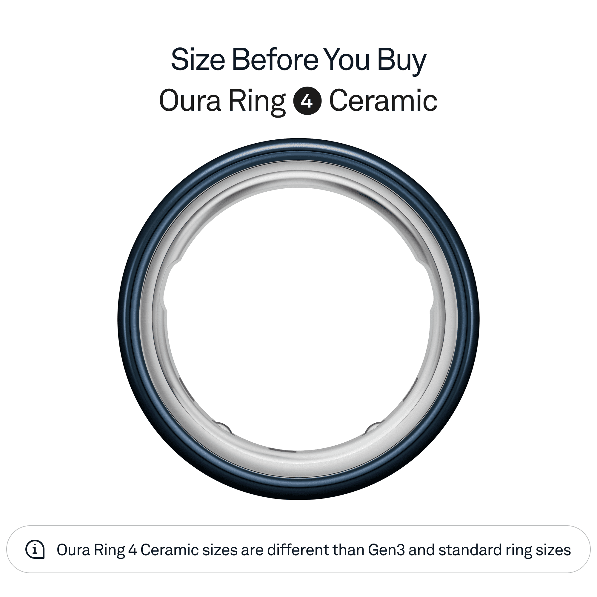 Oura Ring 4 Ceramic, Midnight Blue, Size 14, Smart Wearable, Sleep, Fitness & Heart Rate Tracker, 8-Day Battery (Size Before You Buy)
