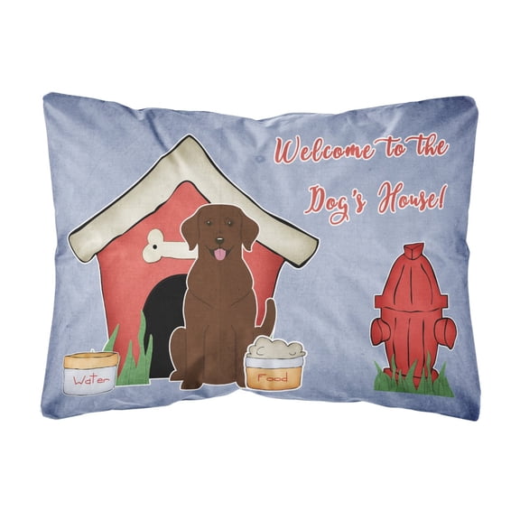 Carolines Treasures BB2810PW1216 Dog House Collection Chocolate Labrador Canvas Fabric Decorative Pillow  12H x16W