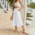thumbnail image 3 of BLVB Women's Wide Leg Palazzo Capri Pants Lounge Cropped Pants with Pockets Light Weight Comfy Beach Vacation Clothes, 3 of 5