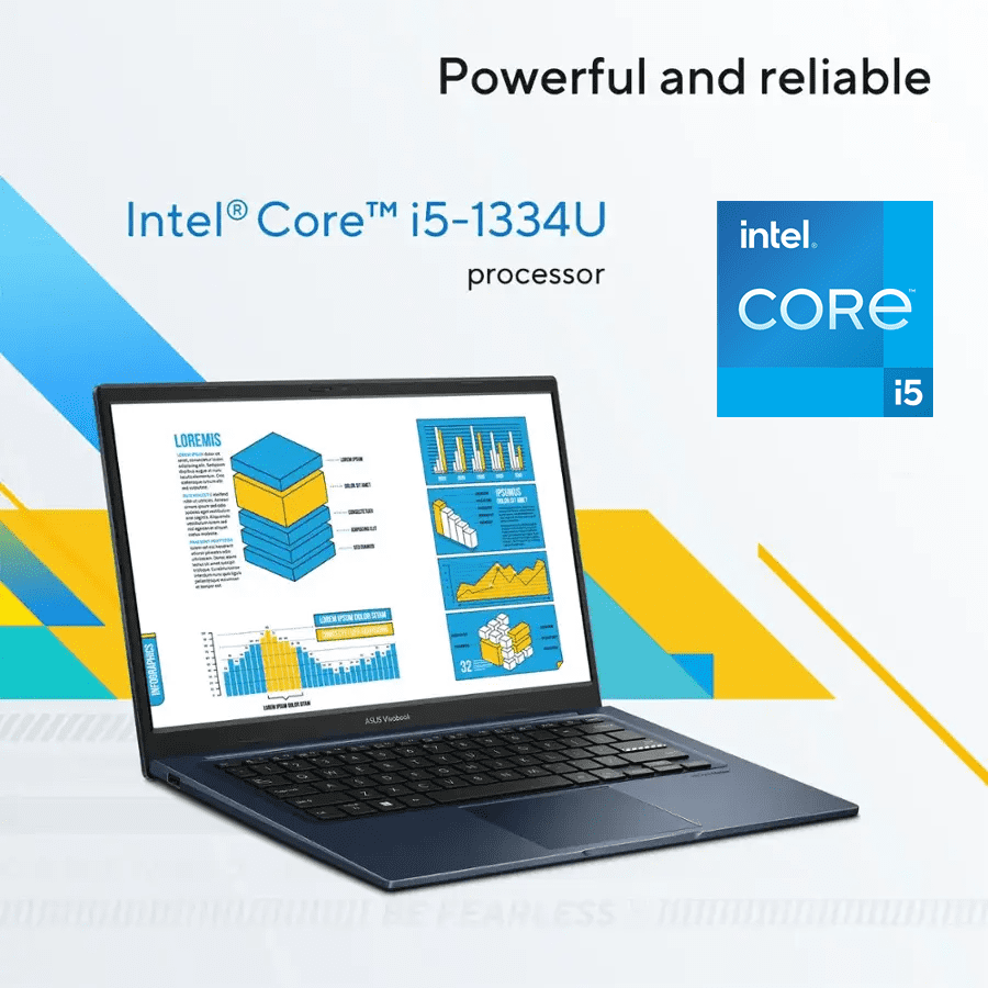 ASUS Vivobook 14 (2025), 14", FHD Slim Laptop, Intel 13th Core i5 - 1334U, UHD Graphics, Privacy camera, Bluetooth5.1, Windows 11 H, Quiet Blue, w/HDMI