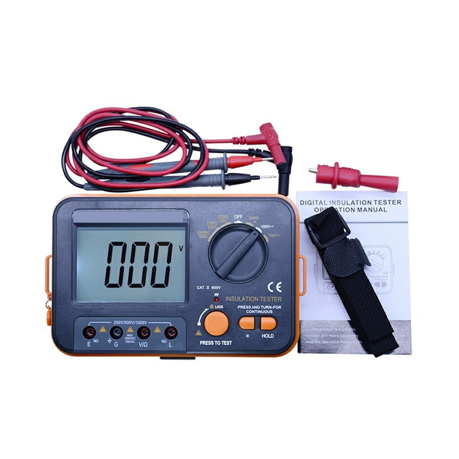 Digital Insulation Resistance Meter Tester Megohmmeter Ohmmeter Voltmeter DVM 1000V 2G W/ LCD Backlight