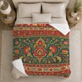 thumbnail image 5 of Traditional Damask Floral Artwork Design Ornate Deep Red, Cozy Botanical Garden Scene, Warm Flannel Blanket for Sunroom and Reading Nook, Garden Lovers Valentine's Day Gift, Artistic Home Decor, 5 of 9