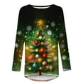 thumbnail image 4 of YUGYXL Long Sleeved Tee Top for Women Funny Christmas Graphic Holiday Party Pullover Top Round Neck Ugly Casual Xmas T Shirt C Multicolor S, 4 of 5