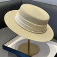 thumbnail image 2 of YAYUBA Women's Summer Sun Hat With Pearl And Adjustable Tie for Outdoor Beach Vacation Casual Wear,Beige, 2 of 7