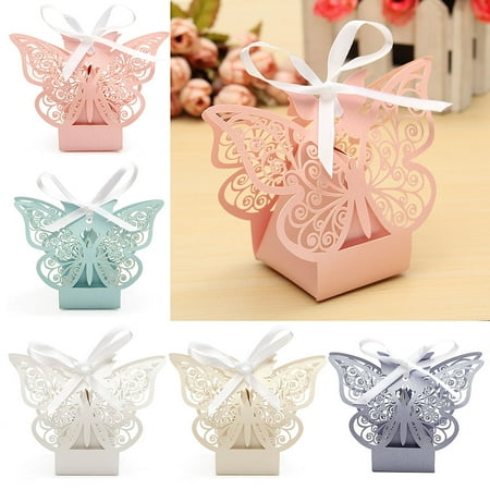 10Pcs Paper Butterfly Cut Candy Cake Boxes Wedding Party Gifts Favor Case Cake Style for Wedding Baby Shower Decorating