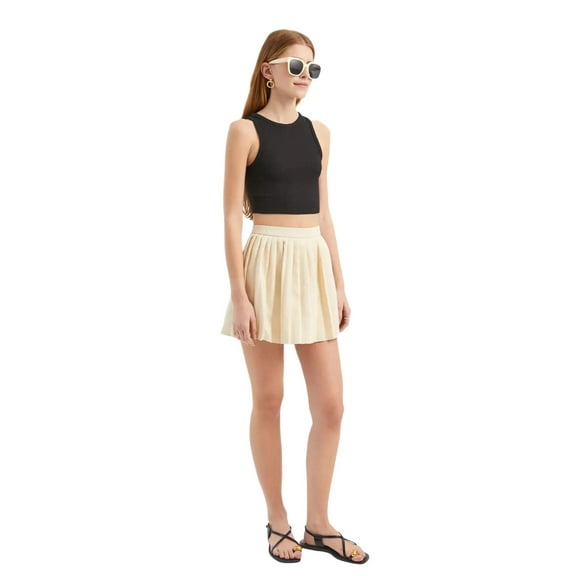 High Waist Pleated Mini Skirt