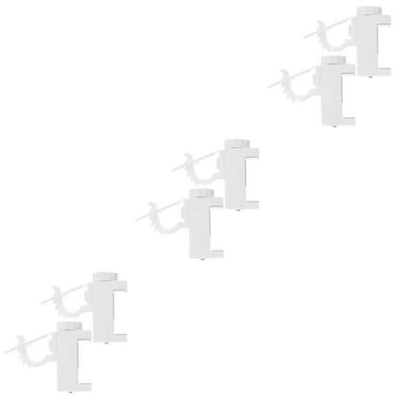 Set of 3 Curtain Rods Holders Hooks No Drill Drilling Mounting Blinds White