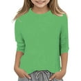 thumbnail image 2 of Duqingm Girls Shirts Girls Puff Long Sleeve Shirts Kids Casual Crewneck Soft Tunic Tops Blouse Light Green,10-11 Years, 2 of 5