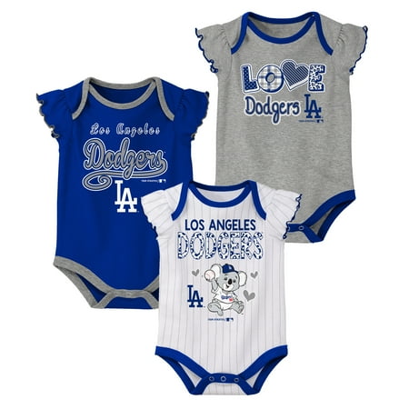 Dover Blanket - MLB Los Angeles Dodgers Onesie Creeper GIRL 3PK 100% Cotton ASSORTED Colors 0M-18M