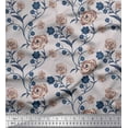 thumbnail image 1 of Soimoi Poly Georgette Fabric Leaves & Rose Floral Fabric Prints By Yard 52 Inch Wide, 1 of 1