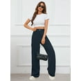 thumbnail image 3 of Chiclily Women Wide Leg Lounge Pants Navy Blue M Work Business Casual High Waisted Palazzo Flowy Trousers with Pockets, 3 of 6