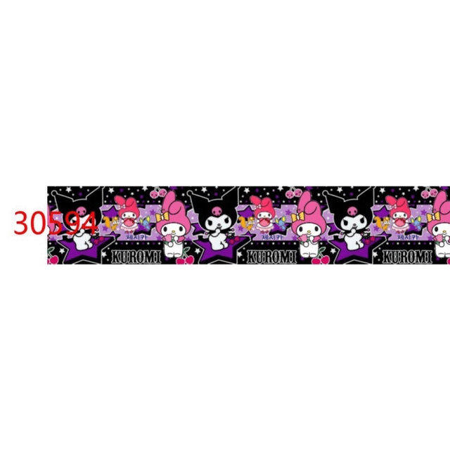 10Yards Kuromi Cartoon Printed Grosgrain Ribbon Sanrio Japanese Ribbons for Hairbows Gift Packaging DIY Jiayi Jiayi