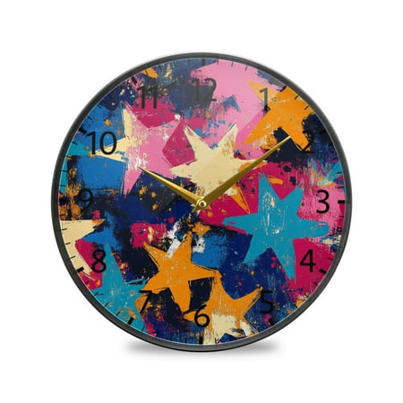 BZSMCE Wall Clock Acrylic Size:9.5*9.5in/11.9*11.9in Colorful Starburstes Design Pattern Clock