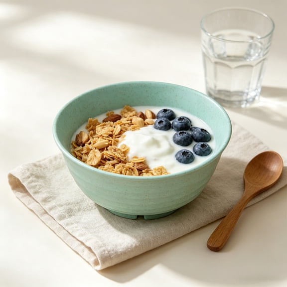 Xecvkr Plastic Cereal Bowls Wheat Straw Bowls for Fruit and Snacks Lightweight Durable Kitchen Serving Bowl for Breakfast Dining and Everyday Home Use Green