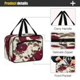 thumbnail image 4 of Travel Hanging Toiletry Bag with 4 Zipped Compartments Waterproof Makeup Accessories Spacious Cosmetic Bag White and Crimson Roses Pattern Medium, 4 of 9