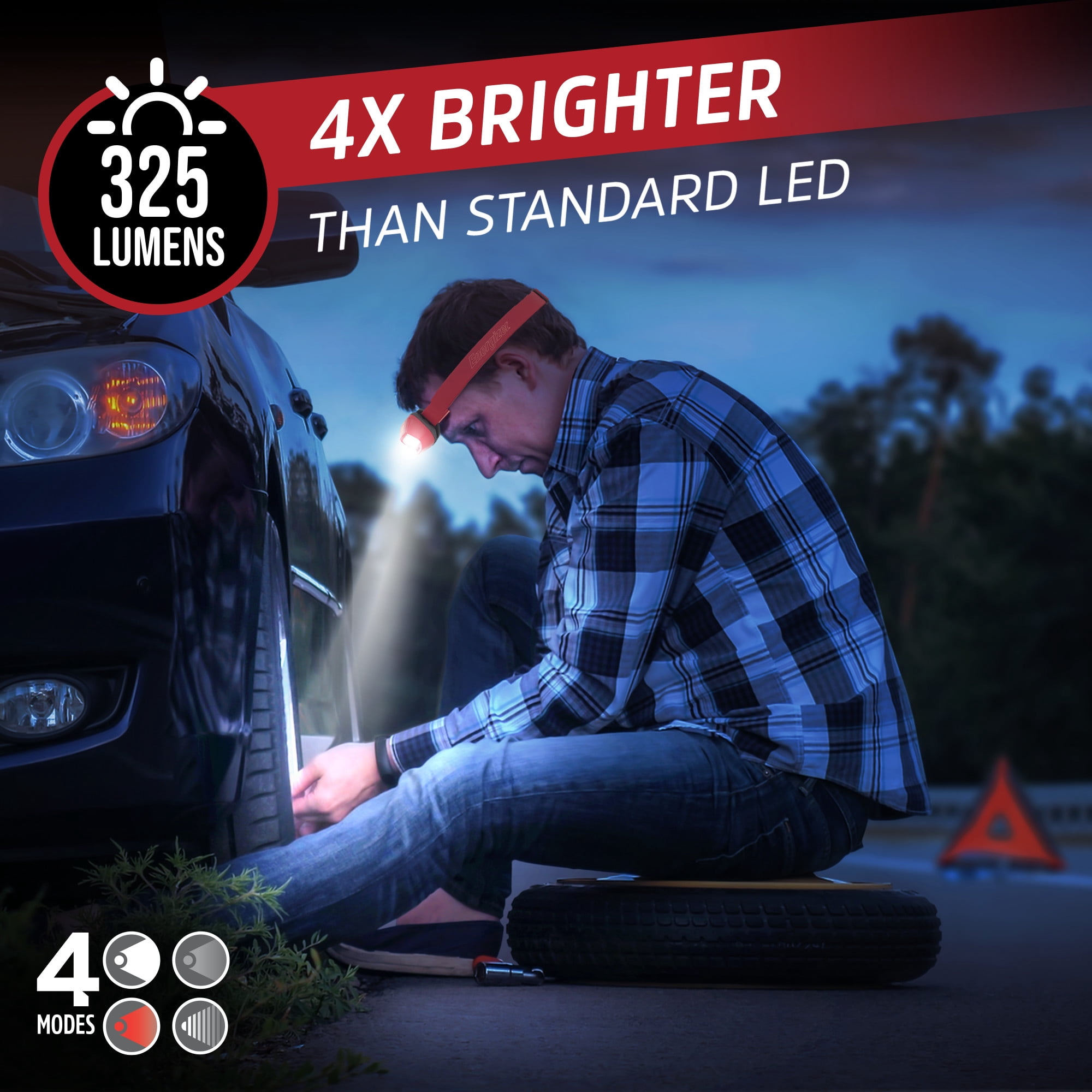Energizer HDL20 Red LED Headlamps, Bright 325 Lumens (3 Pack), Emergency Ready, for Camping, Running, Jogging, Hiking and Hunting, 9 AAA Batteries Included