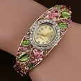 thumbnail image 3 of AYYUFE 3PCS Bangle Dress Watch Vintage Faux Crystal Alloy Pretty Floral Pattern Bracelet Watch for Casual,Blue, 3 of 8