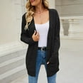 thumbnail image 4 of Womens Cardigan Sweaters Long Sleeve Button Down V Neck Knit Sweater Outerwear with Pockets Solid Color Casual Loose Fit Fall Winter Black L, 4 of 4