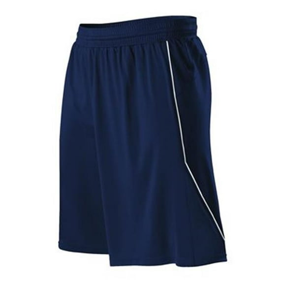 Basketball Shorts, White & Navy - Small