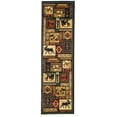 thumbnail image 2 of HR-Cabin Collection 906-Nature and Animals Area Rug 2.1 by 7.1Contemporary Geometric Design Fish/Moose/Bear/Lodge-Southwestern Design-Ivory/Red/Green and Multi, 2 of 7