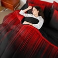 thumbnail image 4 of Manfei Gradient Red Twin Bedding Sets 7pcs, Geometric Neon Lights Bedding Comforter Set, Modern Abstract Black Sheet Sets, Microfiber Bedroom Decor, 4 of 8