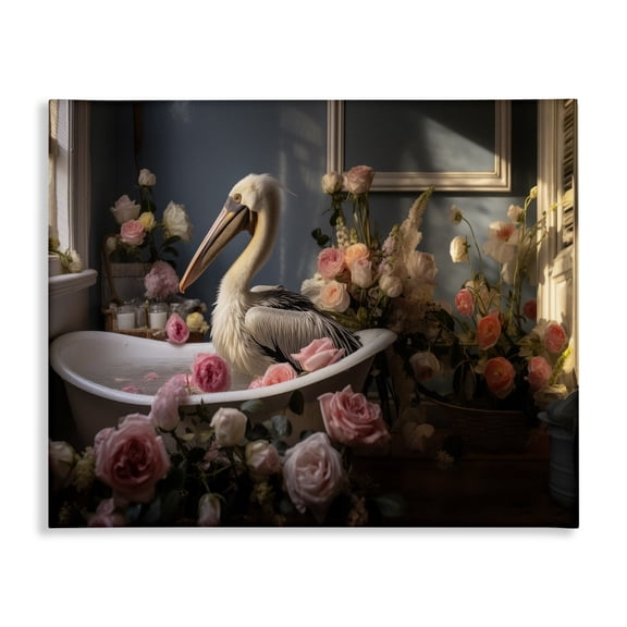 Stupell Industries Glam Pelican in Rose Filled Tub Canvas Art, 20 x 16, by Lazar Studio