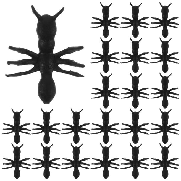 50 piezas de accesorios de hormigas falsas, juguetes de plástico de Halloween, juguete complicado, broma de insectos, bromas, decoración divertida de terror para fiestas (negro)