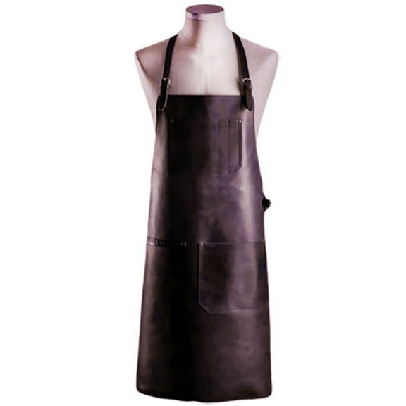 Leather Work Apron with Pockets for Men Women Adjustable Aprons Butcher Chef Cooking Aprons for Kitchen BBQ Grill